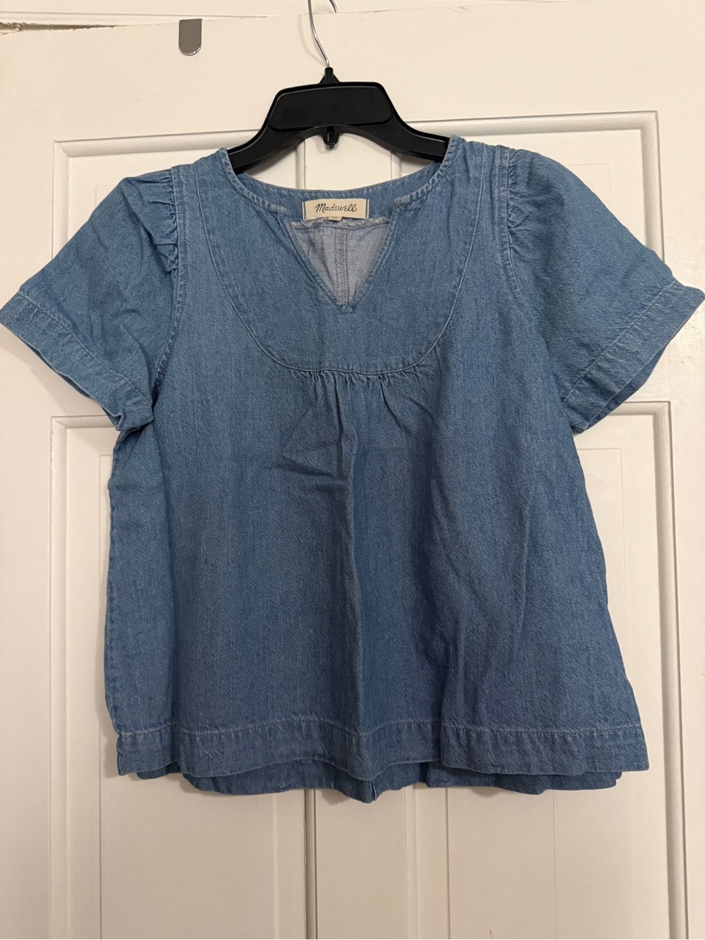 Madewell Light Blue Denim Peasant Blouse